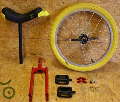 What are the parts of a unicycle?